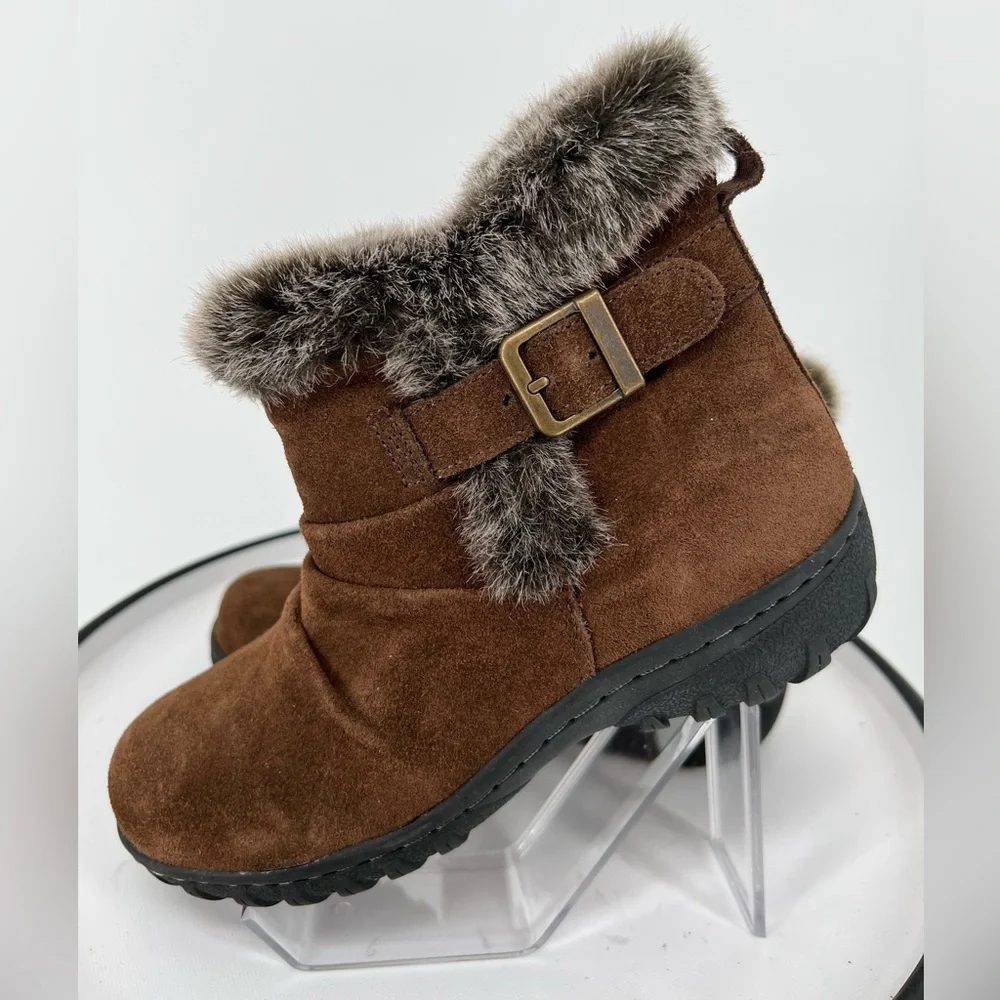 KHOMBU  FAUX FUR‎ BROWN LEATHER Women's Boots